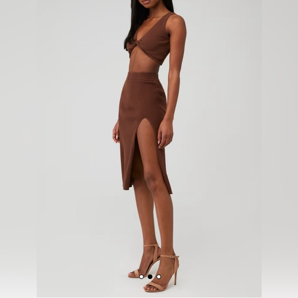 Line & Dot NWT Women’s Brown Celia Set Skirt and Top Size L‎ - Picture 2 of 16